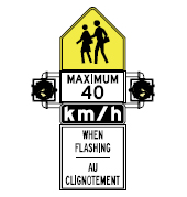 Ontario School zone speed limit when flashing sign