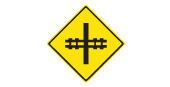 Ontario Railway crossing ahead sign