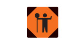 Ontario Traffic control person ahead sign